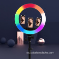 Anillo de luz led selfie RGB regulable de 18 pulgadas